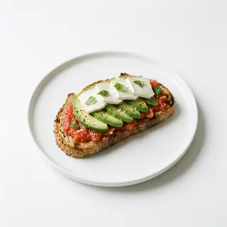 Tostada De Tomate Con Aguacate Y Queso En Lonchas