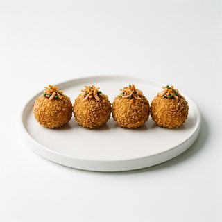 Bombas de calamares con crujiente de langostinos (4ud)