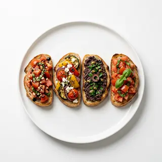 Bruschette con contorni vari del giorno