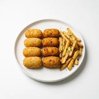 Croquetas De Pollo Y Croquetas De York Con Patatas Fritas