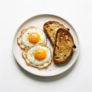 Plato De Dos Huevos Con Pan