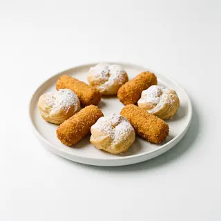 Zeppole fritas y croquetas de papas (8 piezas)