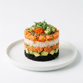 Salmon black & white cake