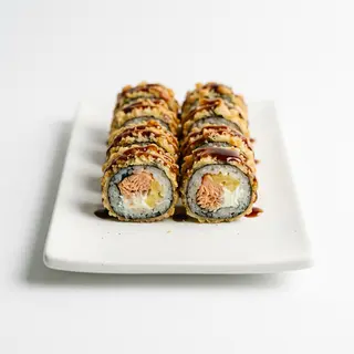 Maki fino frito de salmón dulce