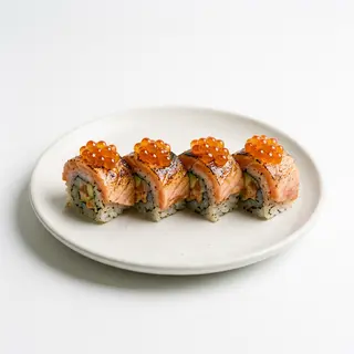 Roll De Salmón Braseado Con Topping De Huevas Ikura (4 Uds.)