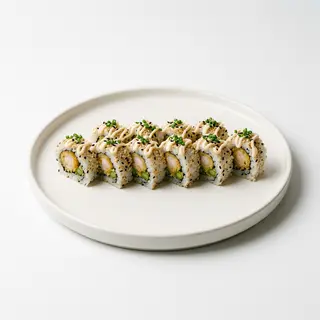 A17. Uramaki Tempura De Langostino Con Tempura De Espárragos (8 Uds.)