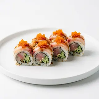 G402 Maki especial de pez limón, pepino, masago y ponzu