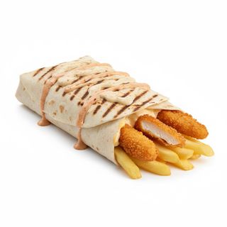 Taco De Pollo Empanado Con Patatas Y Salsa