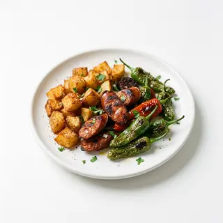 Salchichas Con Patatas Y Pimientos