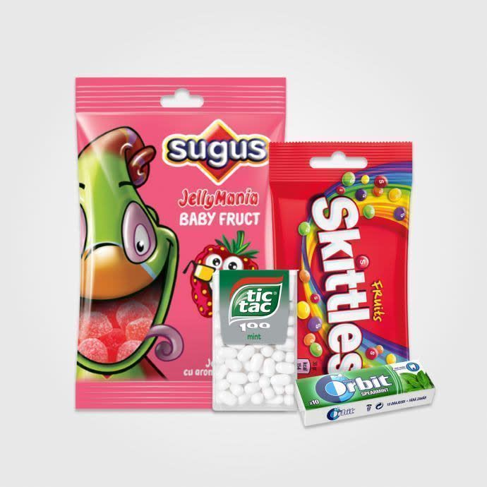 Dropsuri, gumă și jeleuri.