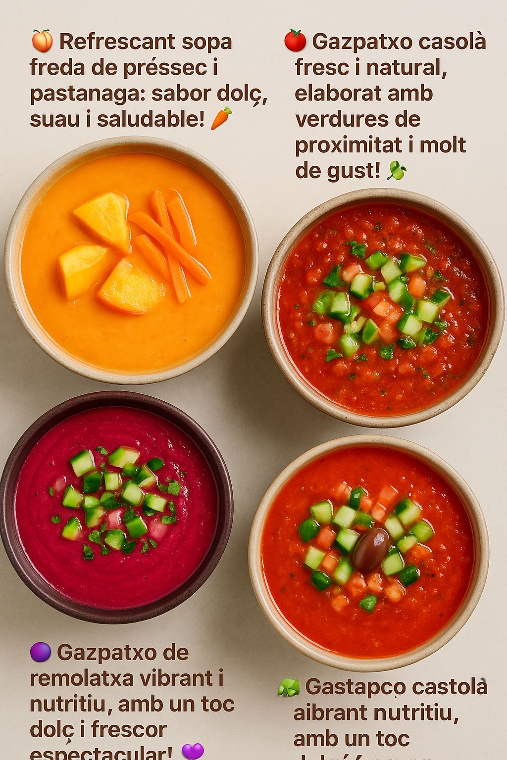 Gazpatxo i sopes fredes i orxata