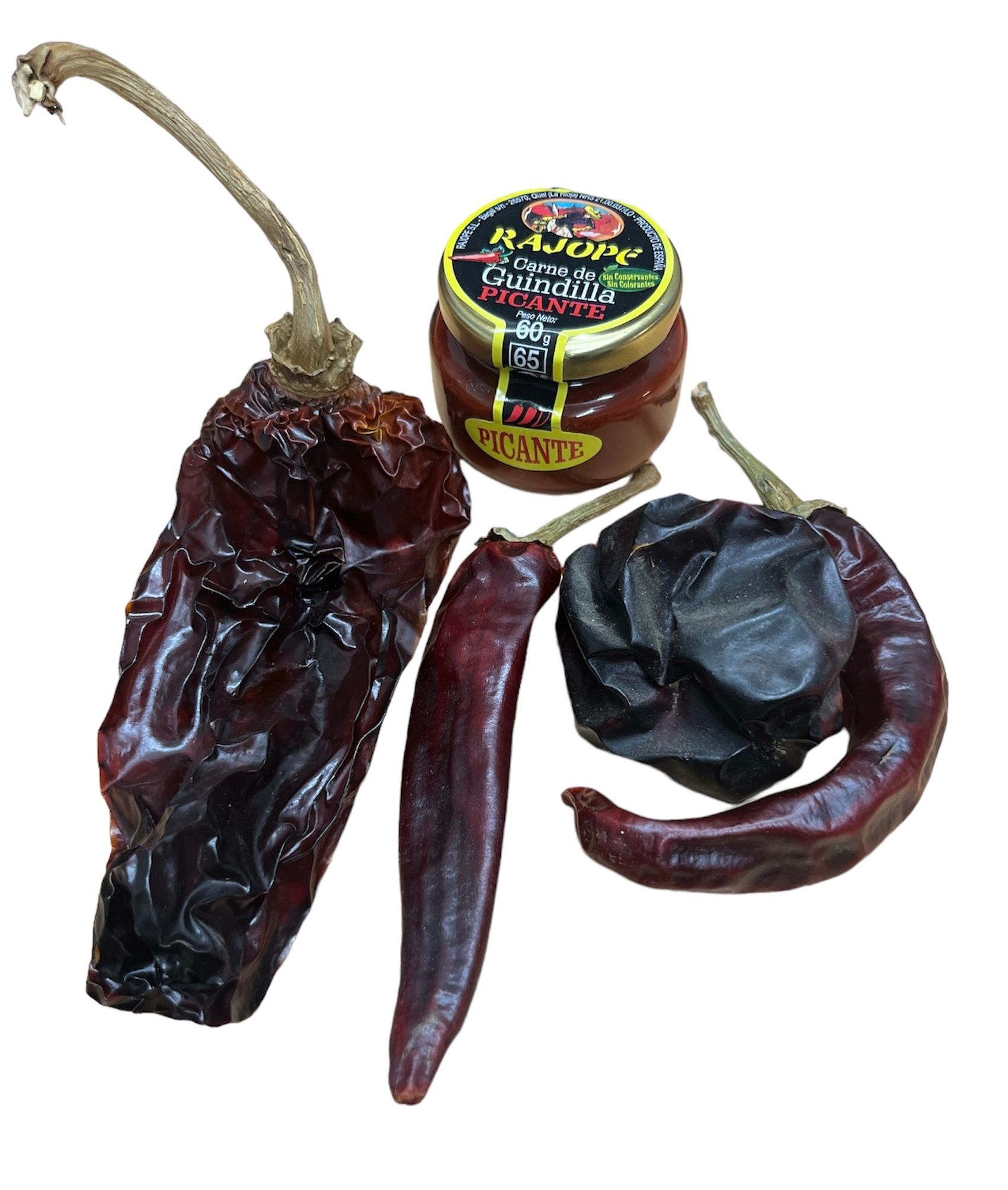 Guindillas, ñoras y pimientos secos y pimentón