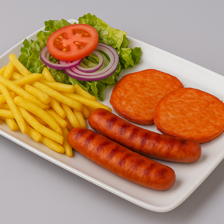 Plato De 2 Chorizos Criollos, Patatas Fritas Y Ensalada Mixta
