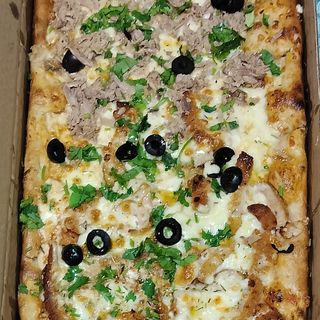 Pizza demi mètre escalope panné+thon