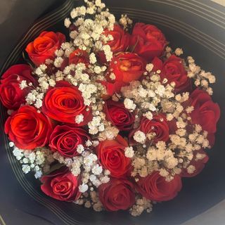 20 stems red bouquet with baby breaths 