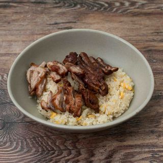 Egg fried rice and honey pork