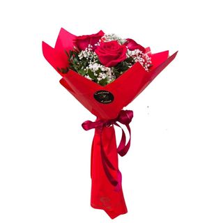 Okrugli buket sa crvenim ružama-3.