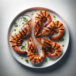 Hot plate grilled big shrimps