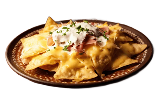 Nachos con jamón y york