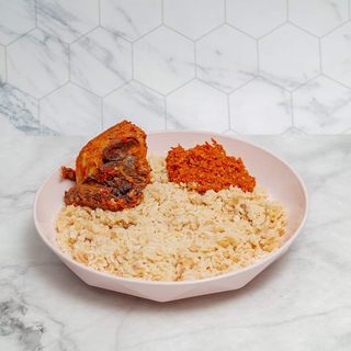 Rice & Beans + Sauce + Titus Fish