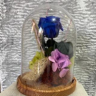 Cúpula de cristal con rosa azul eterna