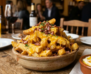 Patatas Fritas Con Bacon Y Queso