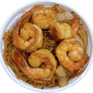 Fideus D'arròs Fregits Amb Gambes