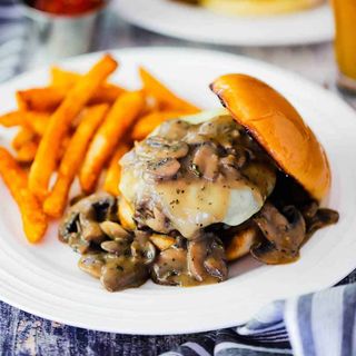 Burger with Mushrooms Sauce