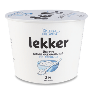 Йогурт Lekker По-грецьки білий 3% стакан (230г)