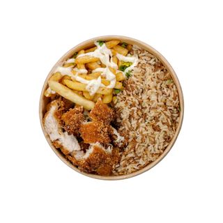 Escalope Panée Rice & Fries Bowl