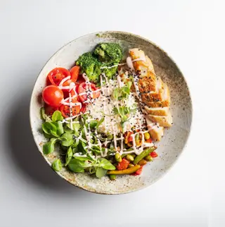 Golden chicken bowl
