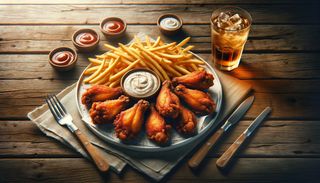 Meniu 10 aripioare pane cu cartofi si sos de usturoi