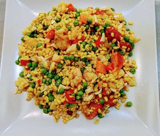 Paella di Riso , Pesce e verdure