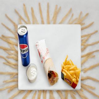 Doner Tortilla Srednia, Fries plus 0.33l Pepsi