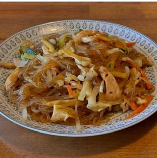 Tallarines de boniato con verduras 