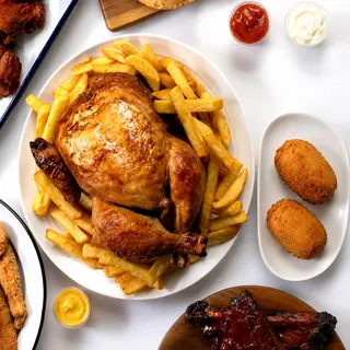 Pollo + Patatas + Croquetas (Ración)