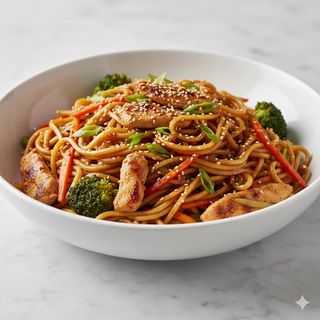 Tallarines fritos de pollo