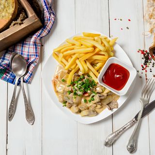 Курица с грибами в сливочном соусе