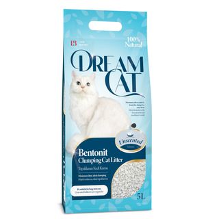 DREAM CAT Unscented, grudajući mineralni pijesak za mačke, bezmirisni, 5l (KOD LDDC-0501)