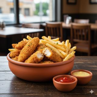 Ración De Fingers De Pollo Con Patatas Fritas