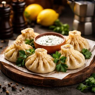 Хінкалі з соусом Чкмерулі 4 шт