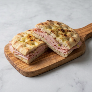 Schiacciata mortadella e formaggio spalmabile