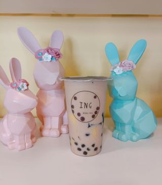 Boba tea con budino, erba e boba 奶茶三兄弟