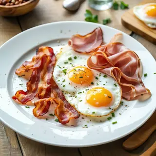 Obrok jaja, šunka, slanina