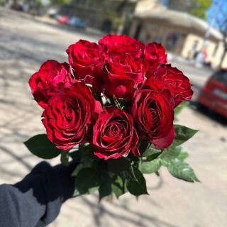 9 червоних троянд