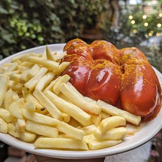 Currywurst with fries