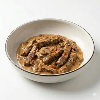 Solomillo Stroganoff Flambee