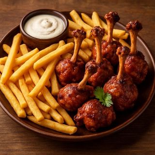 Chicken wings with chips