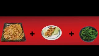 3 Udon alla piastra + tempura gamberi 2 pezzi + edamame 