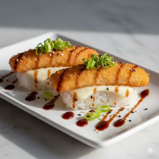 Nigiri de salmón frito y queso 2 pzs.